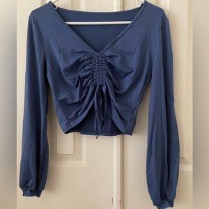 Long sleeve top with drawstring ruching